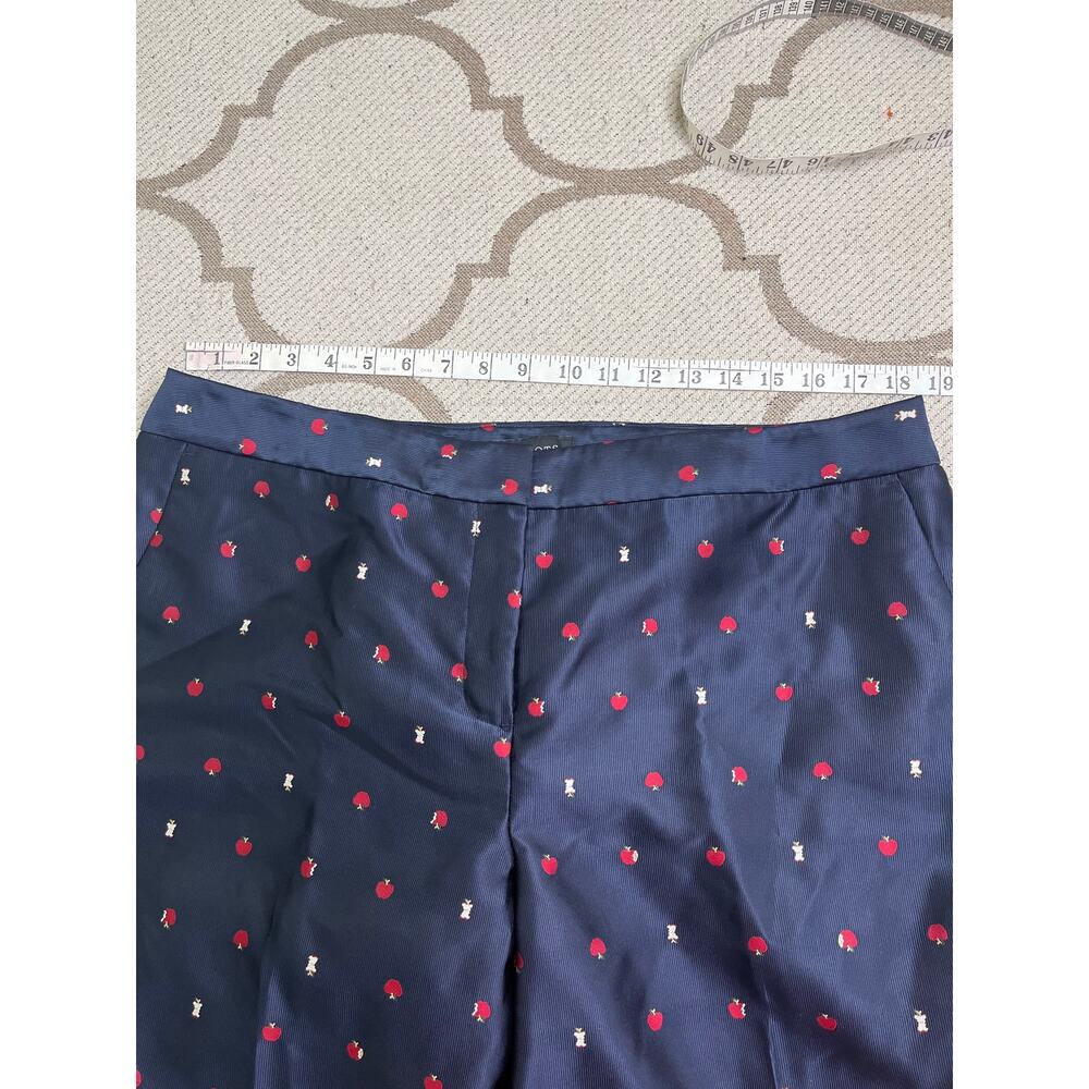 Talbots Apple Print Fully Lined Ankle Pants Petite size 16P Fruit Novelty Navy - Picture 3 of 12